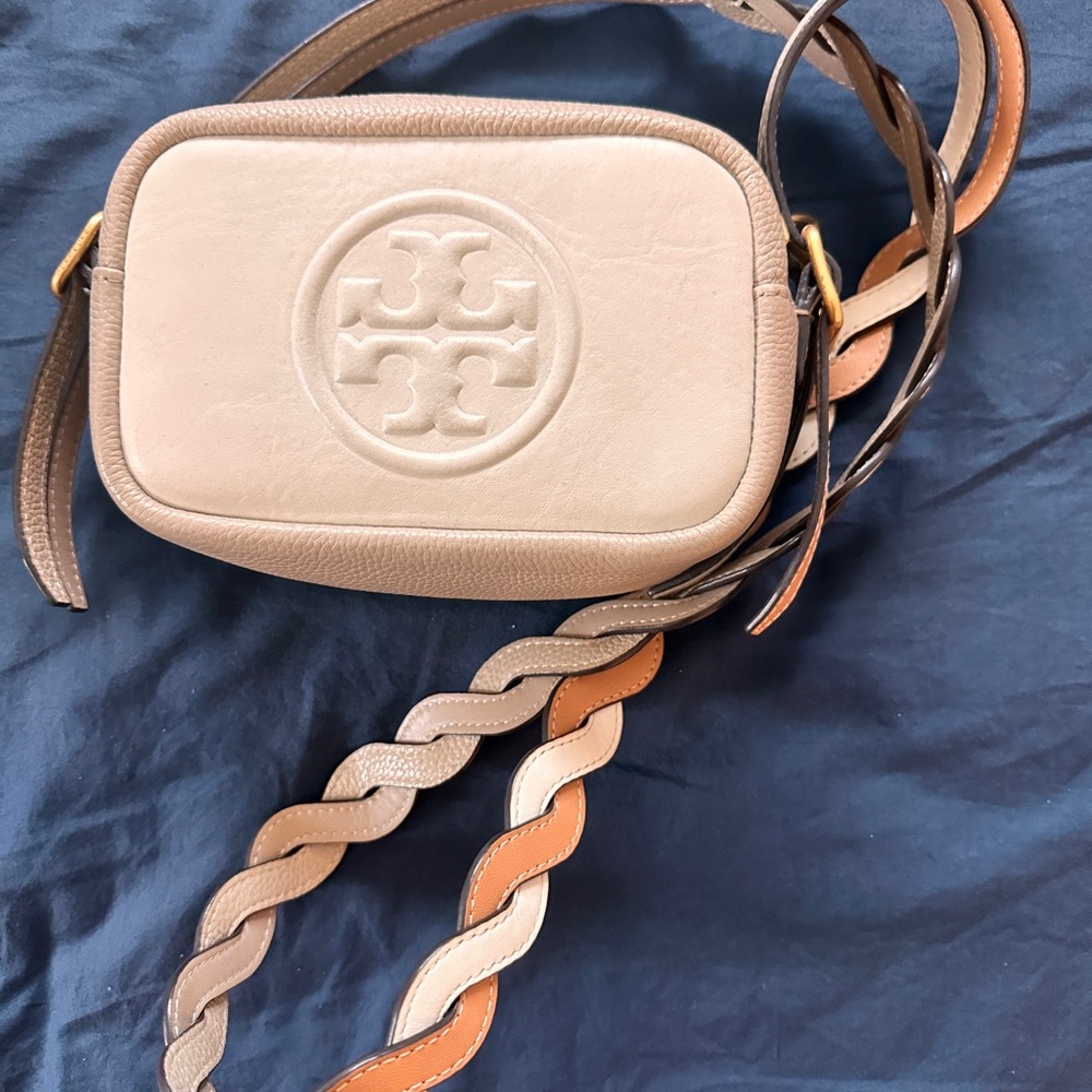 Tory Burch Beige Crossbody Bag with Braided Strap